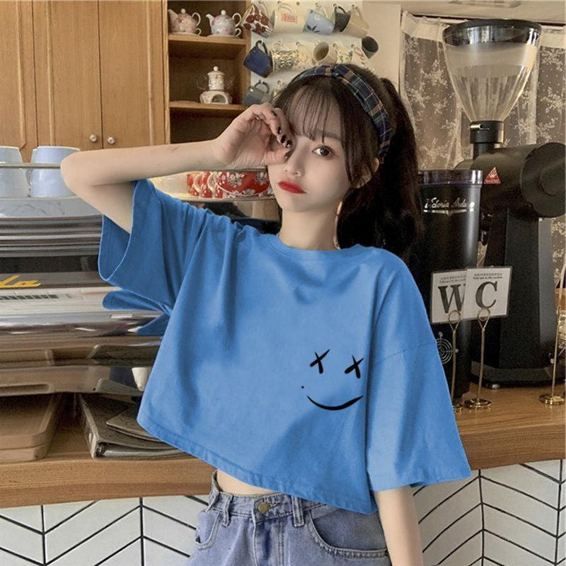 Short Sweet Spicy Girls Versatile Print Top