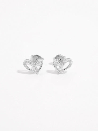 925 Sterling Silver Inlaid Zircon Heart Earrings