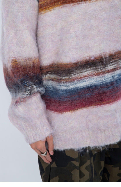 Hair And Stripes On A Thick Sweater Man